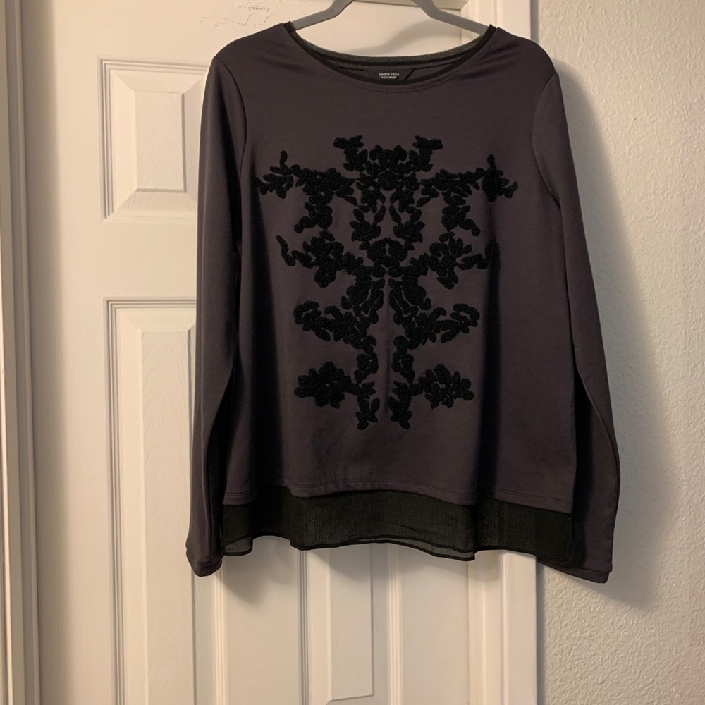 Dark grey with black design dressy sweat shirt